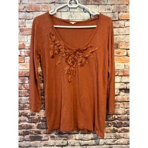 J.Crew Orange Silk Embellished Blouse Top Shirt Women’s Size Medium